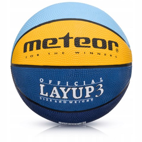 Piłka koszykowa treningowa Meteor Layup niebieski/zółty/błękitny