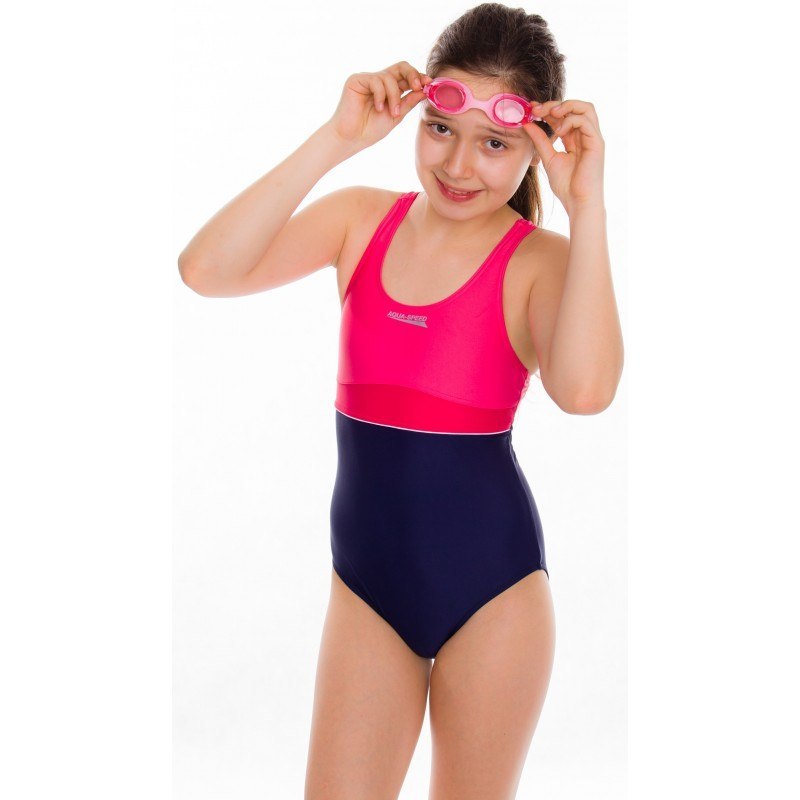 Kostium Kąpielowy Dziecięcy Aqua-Speed Emily Kol. 43 granatowo-różowy