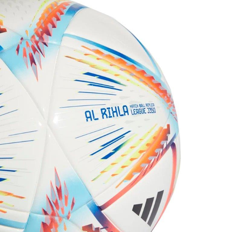Piłka nożna adidas Al Rihla League Junior J350 biało-pomarańczowo-niebieska H57795 r. 5