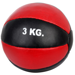Piłka Lekarska Skórzana 3 kg czarno-czerwona