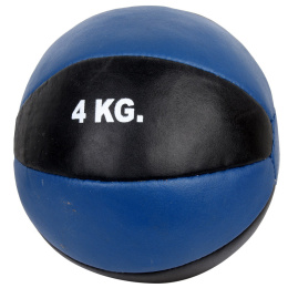 Piłka Lekarska Skórzana 4 kg czarno-niebieska