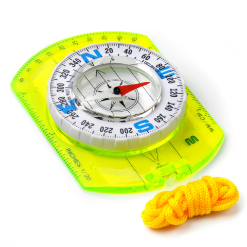 Kompas Meteor linijka z białą tarczą i zieloną linijką 71009