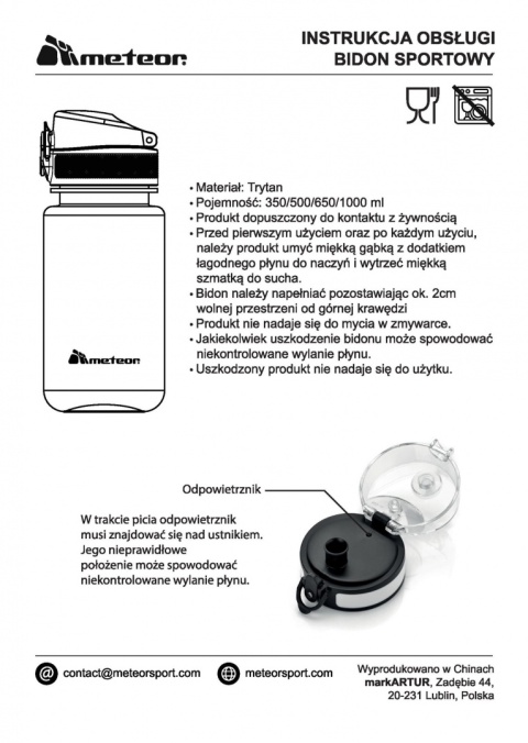 Bidon sportowy Meteor 500 ml różowy/fioletowy 17659