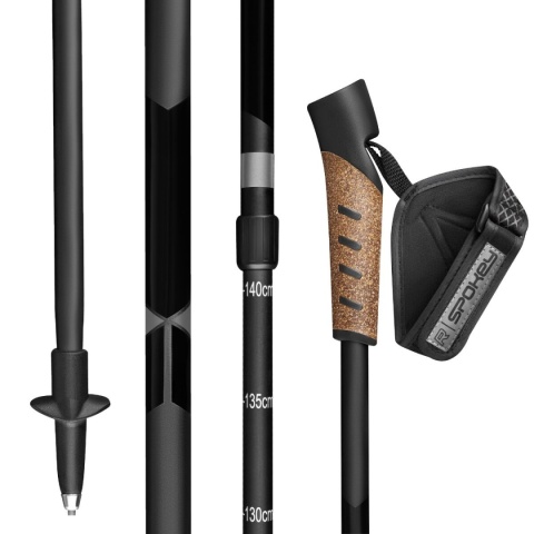 Kije Nordic Walking teleskopowe Spokey PEAK 105-135 czarne