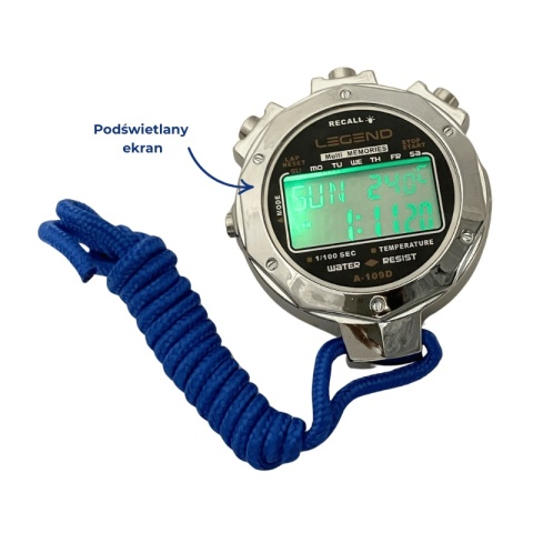 Cyfrowy stoper w metalowej obudowie 10 międzyczasów - Legend Sport