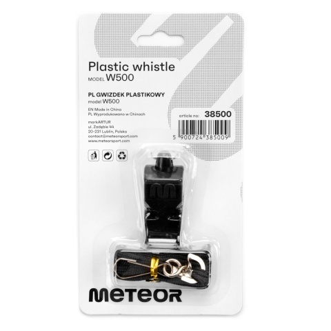 Gwizdek Sędziowski Plastikowy Meteor Wolf Bezkulkowy czarny