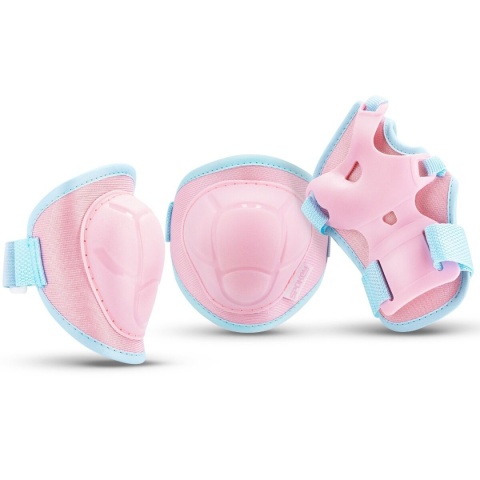 Zestaw ochraniaczy dziecięcych na kolana, nadgarstki i łokcie Spokey Buffer różowy