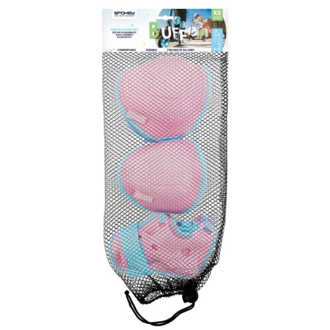 Zestaw ochraniaczy dziecięcych na kolana, nadgarstki i łokcie Spokey Buffer różowy