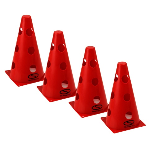 Pachołek treningowy SMJ zestaw 4 szt. - 23 cm czerwony / PT4-12WH-R