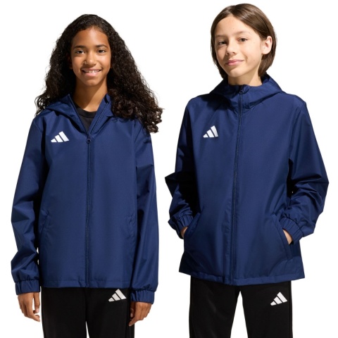Kurtka ortalion dla dzieci adidas Entrada 26 All Weather JZ9103 granatowa