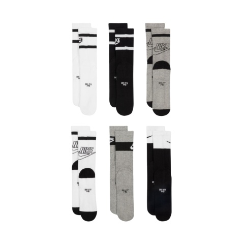 Skarpety Nike Everyday Cush Crew Youth 6PR CK7302 901 białe, szare, czarne