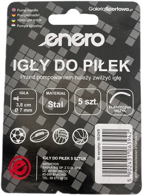 Zestaw Igieł 5 szt. + Wężyk Do Piłek Enero